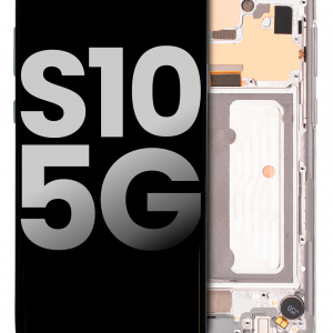 OLED Assembly With Frame For Samsung Galaxy S10 5G (Used OEM Pull: Grade A) (Crown Silver)