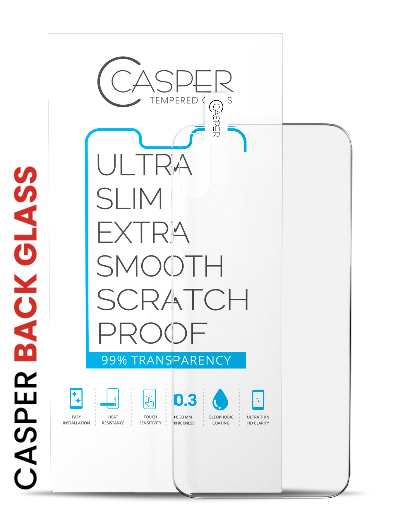 Casper Tempered Glass (Back Glass) For iPhone X / XS (100 Pack) (Clear)