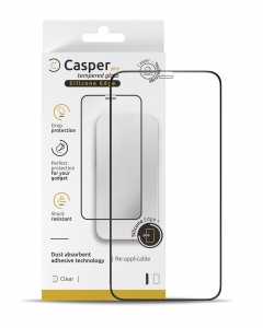 Casper Pro Silicone Tempered Glass For iPhone 13 / 13 Pro / 14 / 16e / 17e (Retail Pack) (Clear)