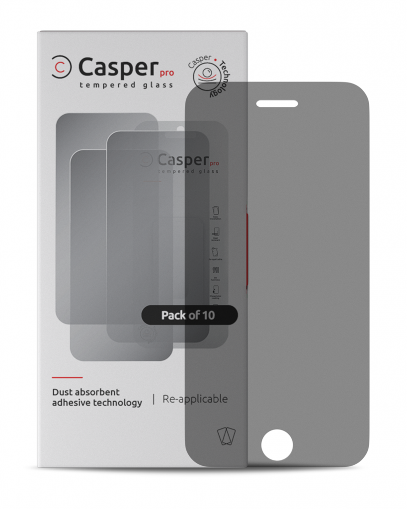 Casper Pro Tempered Glass For iPhone 6 / 6S / 7 / 8 / SE (2020) / SE (2022) (10 Pack) (Privacy)