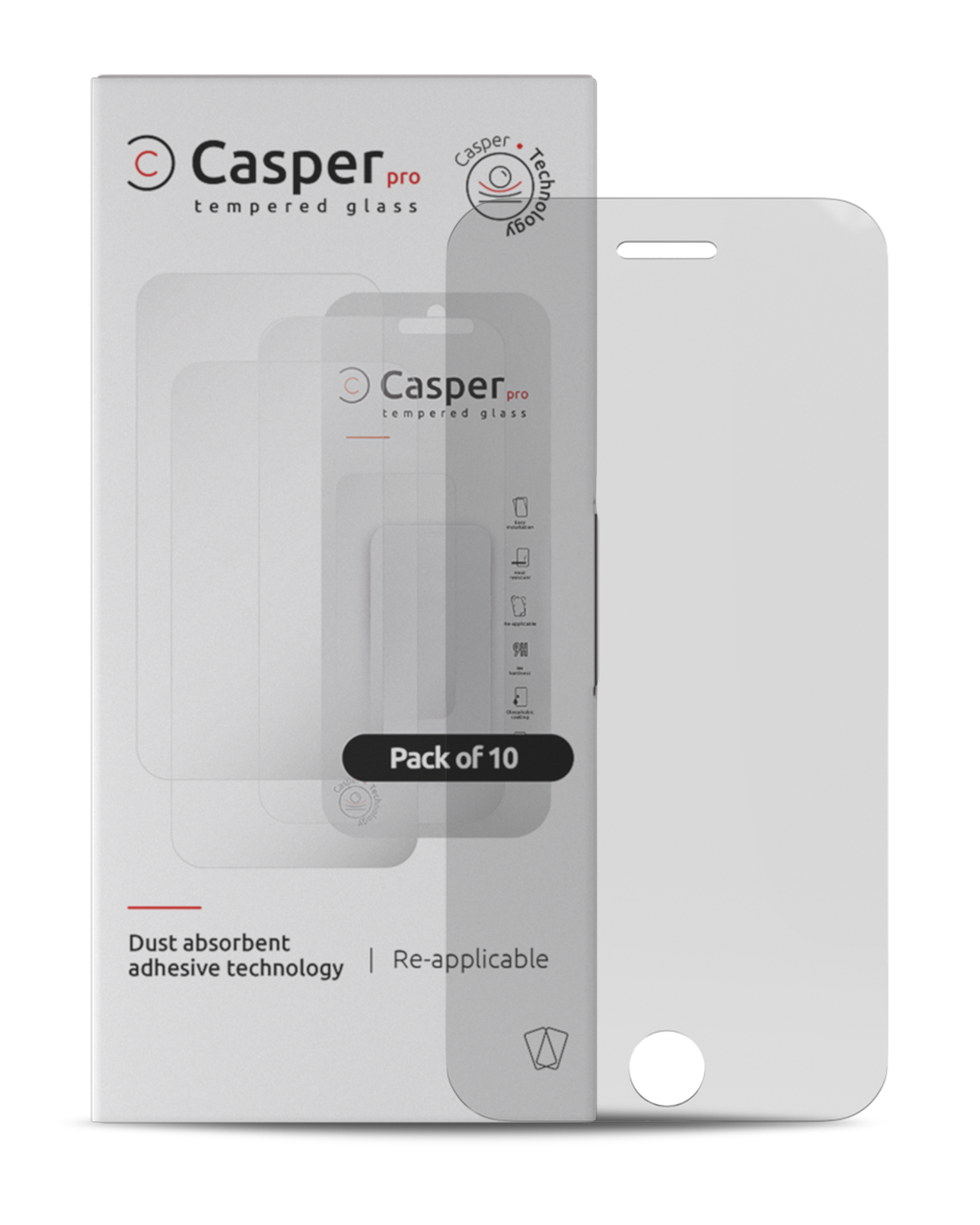 Casper Pro Tempered Glass For iPhone 6 Plus / 6S Plus / 7 Plus / 8 Plus (10 Pack) (Clear)