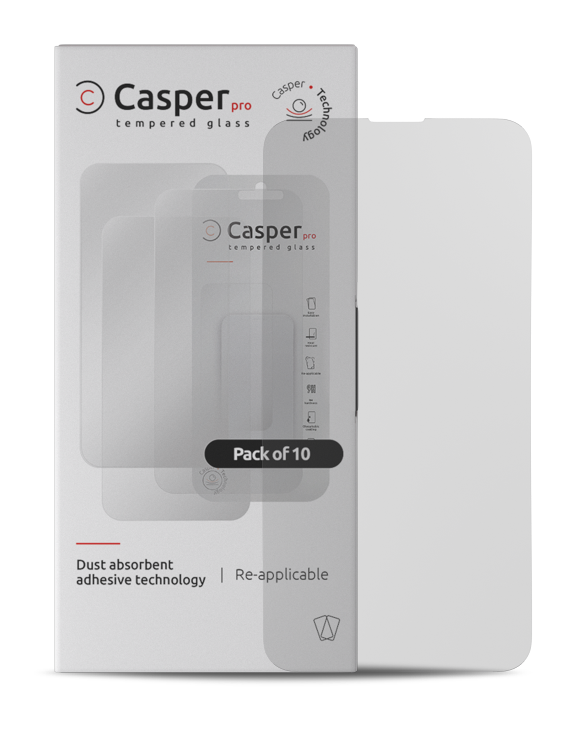 Casper Pro Tempered Glass For iPhone 13 / 13 Pro / 14 / 16e / 17e (10 Pack) (Matte)