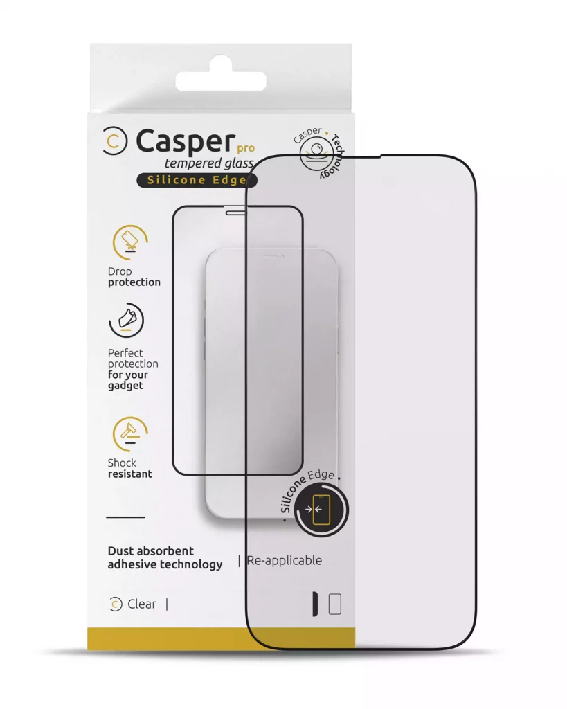 Casper Pro Silicone Tempered Glass For iPhone 16 Pro / 17 / 17 Pro / 18 Pro (Retail Pack) (Clear)