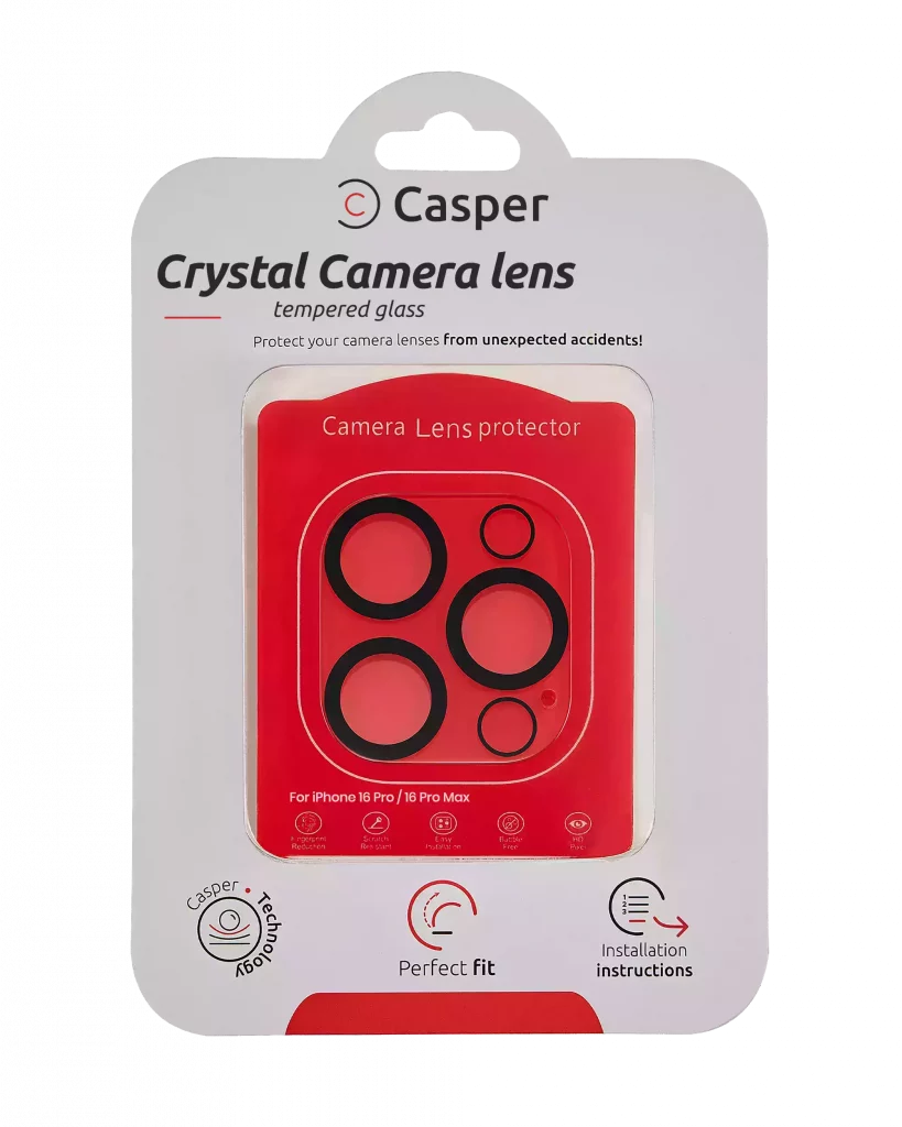 Casper Camera Lens Protector For iPhone 16 Pro / 16 Pro Max (Crystal Full Cover)