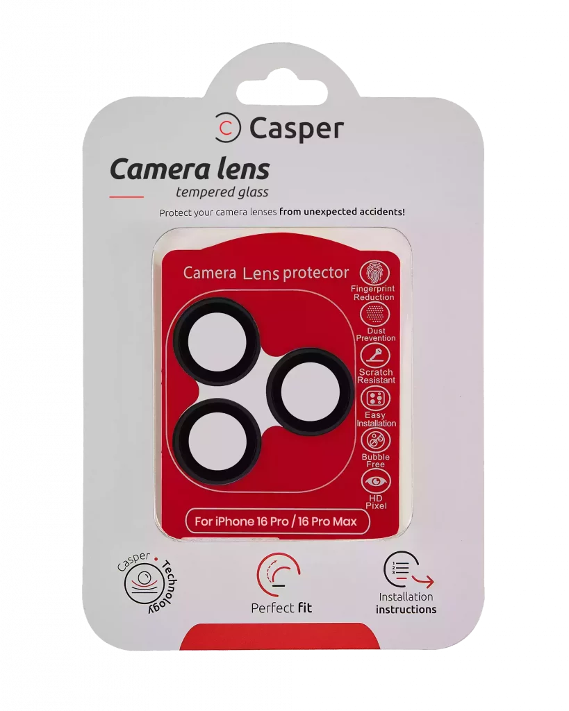 Casper Camera Lens Protector For iPhone 16 Pro / 16 Pro Max (Black) (Clear)