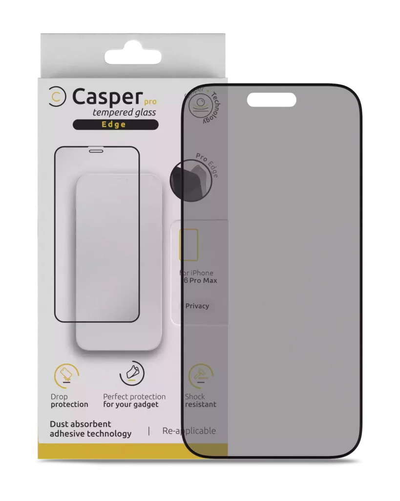 Casper Pro Edge Tempered Glass For iPhone 16 Pro Max / 17 Pro Max (Retail Pack) (Privacy)