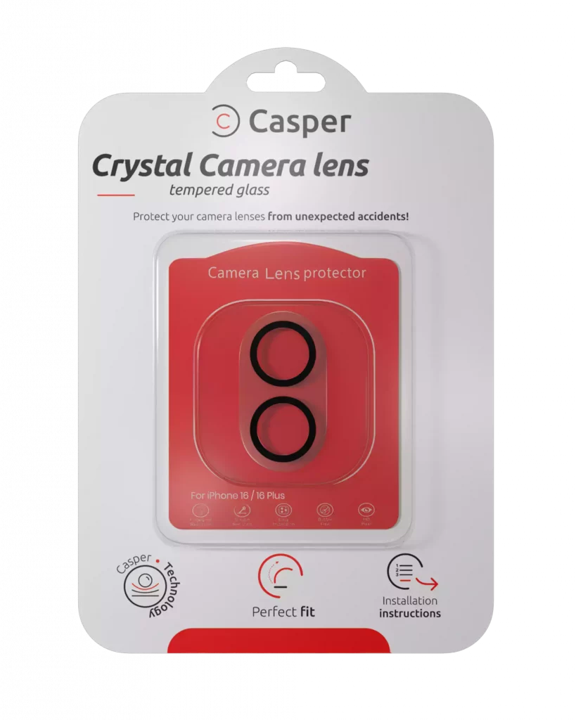Casper Camera Lens Protector For iPhone 17 / 16 / 16 Plus (Crystal Full Cover)