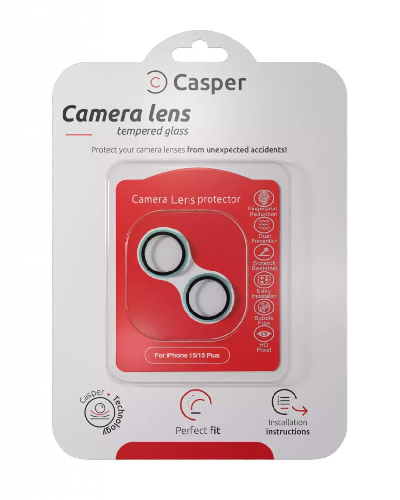 Casper Camera Lens Protector For iPhone 15 / 15 Plus (blue) (Clear)