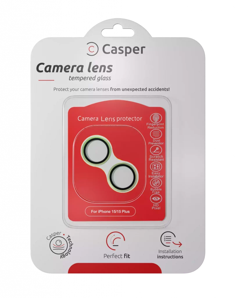 Casper Camera Lens Protector For iPhone 15 / 15 Plus (Green) (Clear)