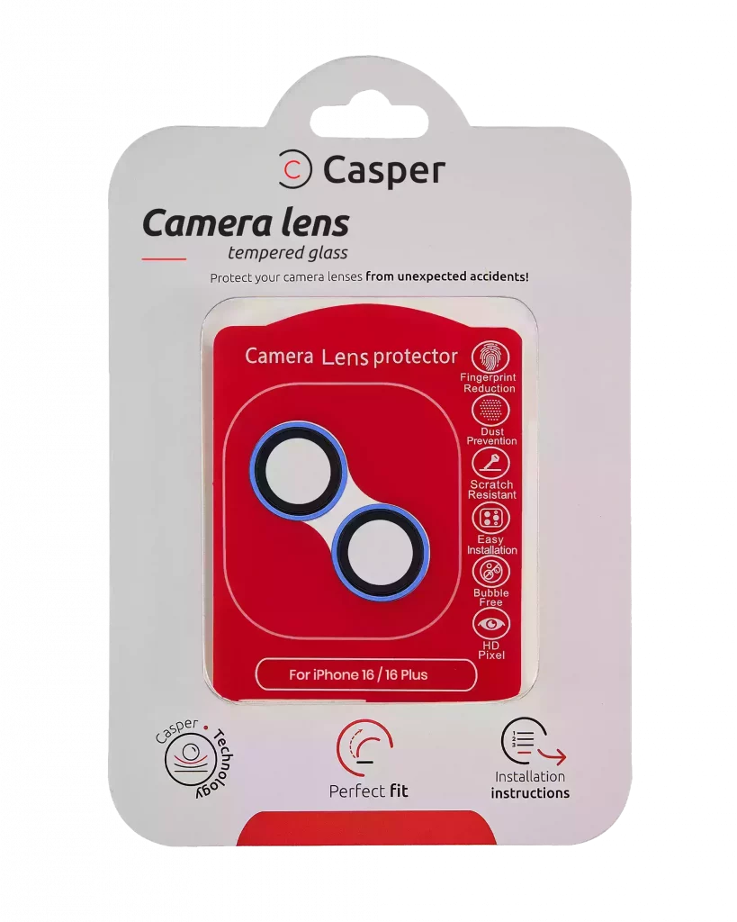 Casper Camera Lens Protector For iPhone 16 / 16 Plus (Ultramarine) (Clear)