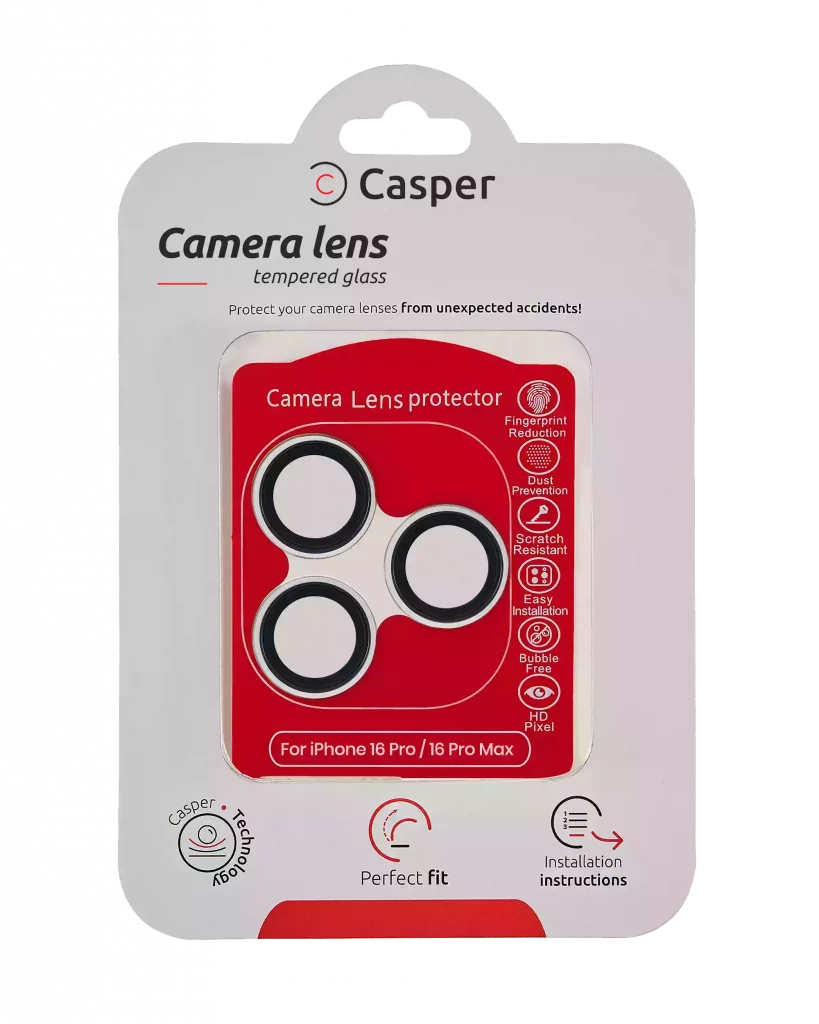 Casper Camera Lens Protector For iPhone 16 Pro / 16 Pro Max (Silver) (Clear)