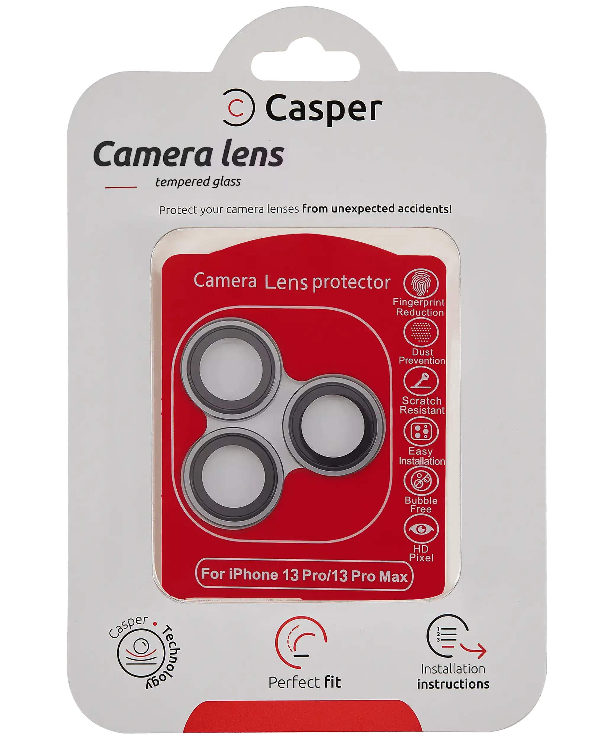 Casper Camera Lens Protector For iPhone 13 Pro / 13 Pro Max (Gray) (Clear)