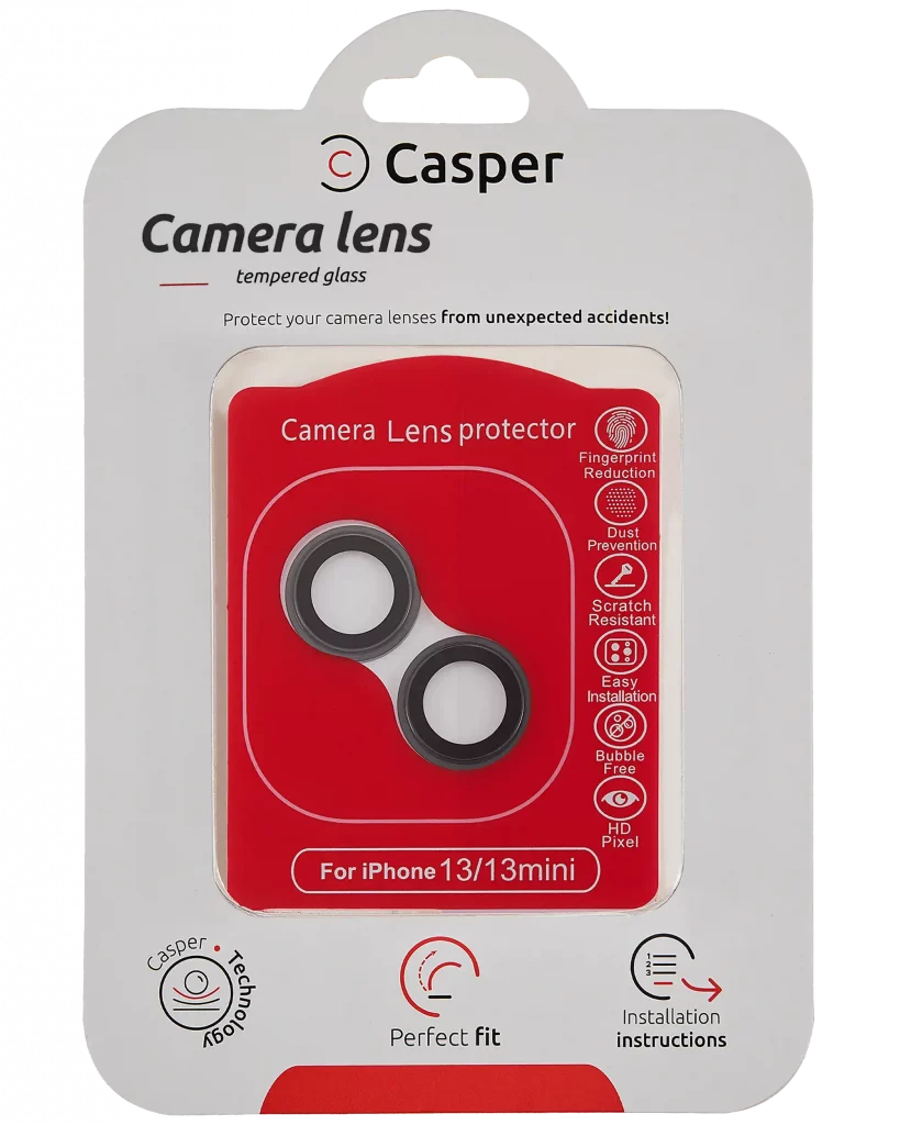 Casper Camera Lens Protector For iPhone 13 / 13 Mini (Black) (Clear)
