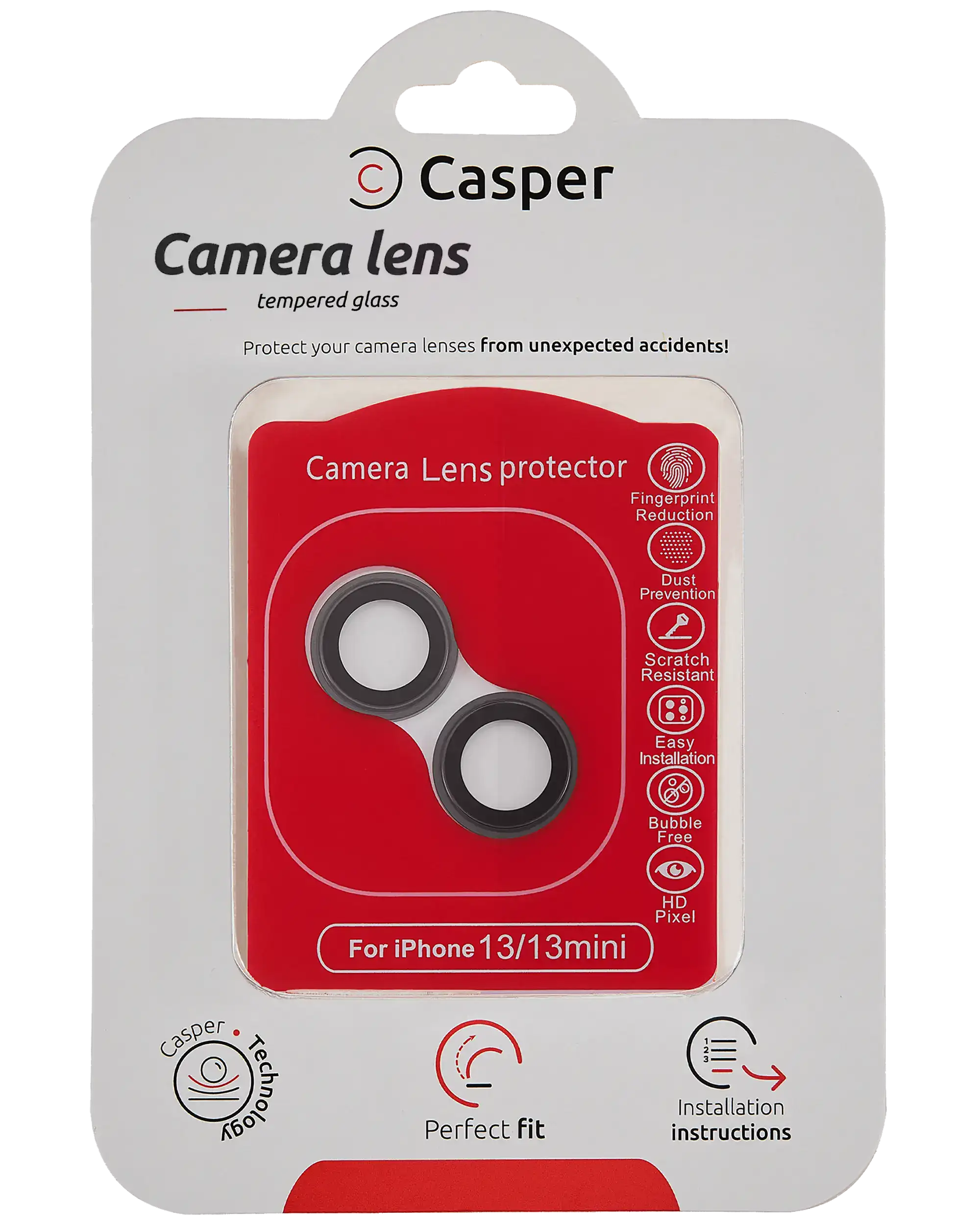 Casper Camera Lens Protector For iPhone 13 / 13 Mini (Black) (Clear)