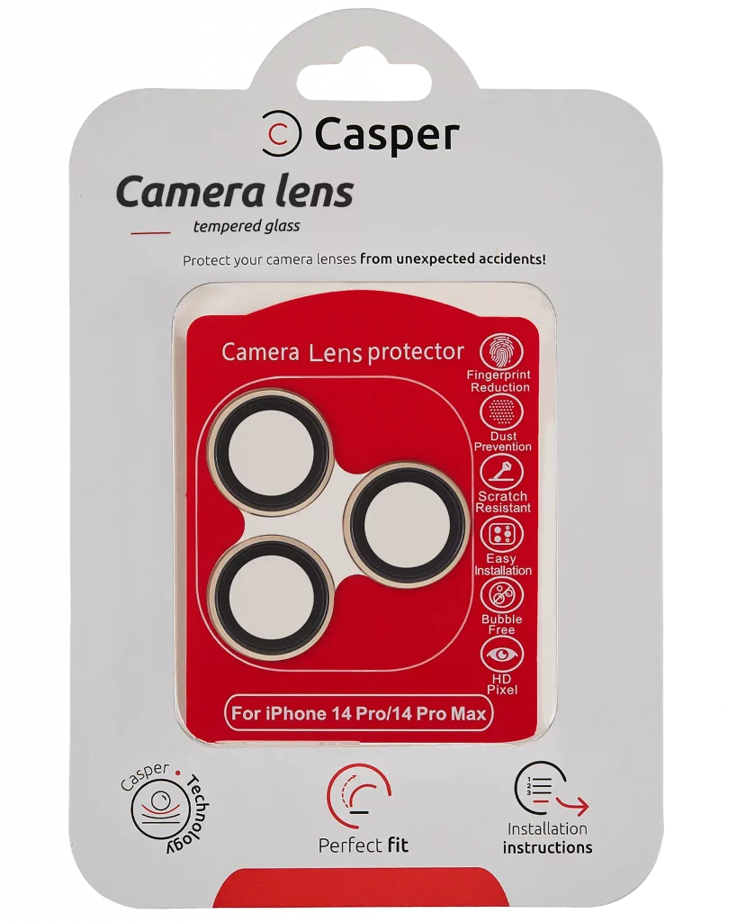 Casper Camera Lens Protector For iPhone 14 Pro / 14 Pro Max (Gold) (Clear)
