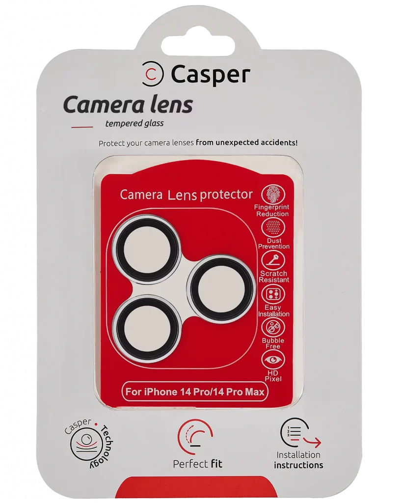 Casper Camera Lens Protector For iPhone 14 Pro / 14 Pro Max (Silver) (Clear)