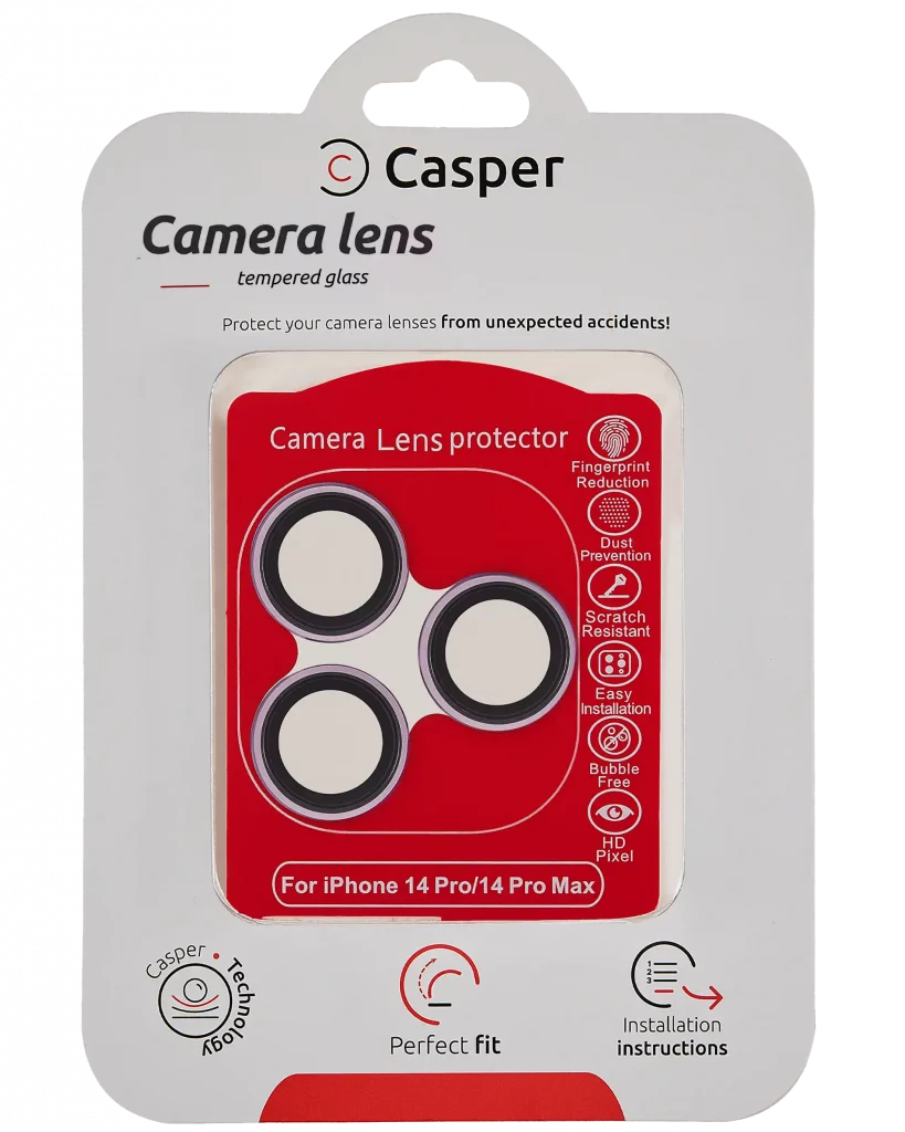 Casper Camera Lens Protector For iPhone 14 Pro / 14 Pro Max (Purple) (Clear)