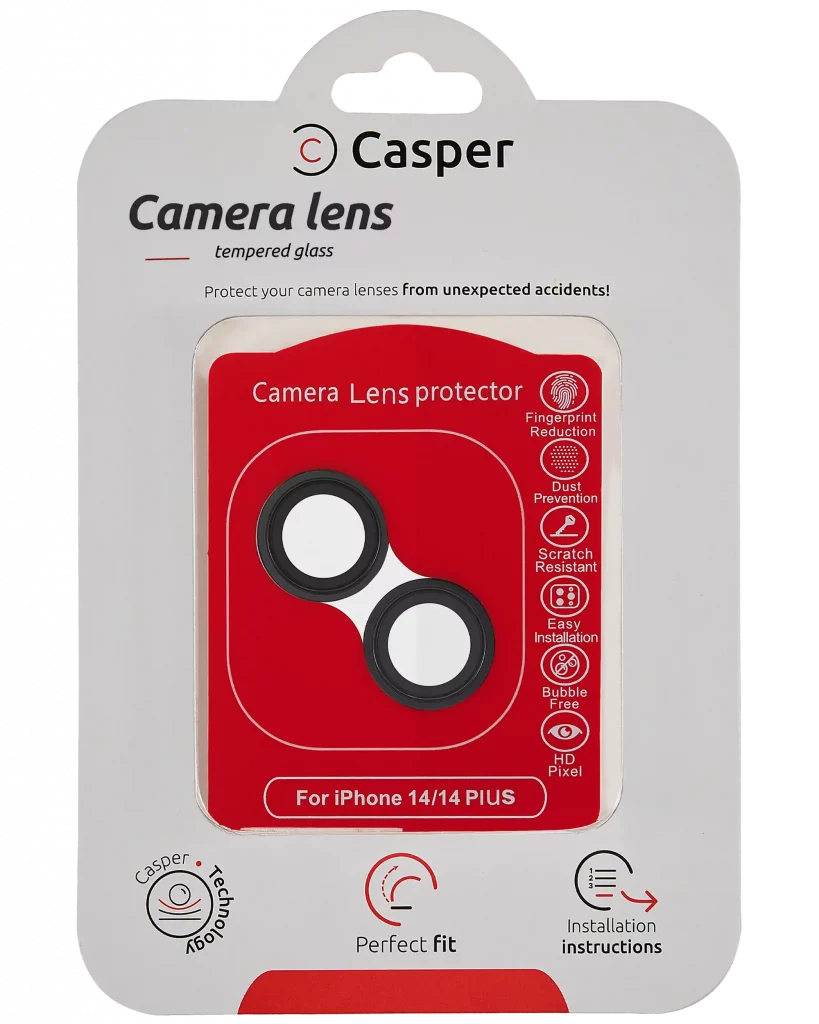 Casper Camera Lens Protector For iPhone 14 / 14 Plus (Black) (Clear)