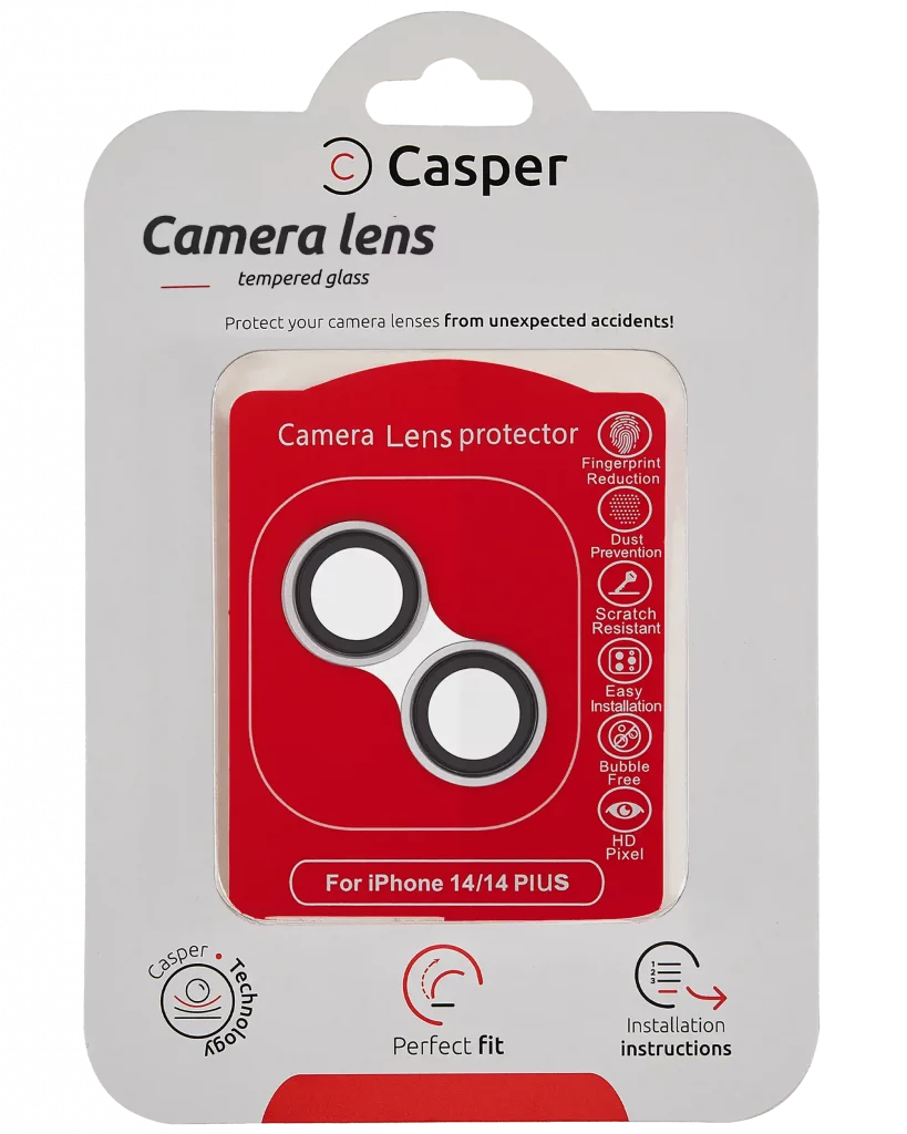 Casper Camera Lens Protector For iPhone 14 / 14 Plus (Silver) (Clear)