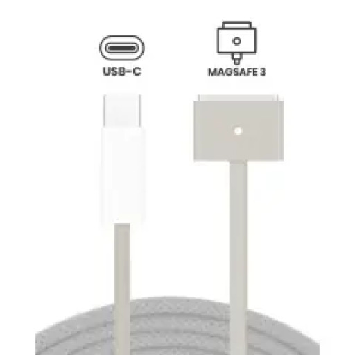 Apple 140W USB-C to MagSafe 3 Charging Cable For MacBook Pro / MacBook Air (2m, 6.6ft) (OEM Grade A, Bulk Packaging) (Starlight)