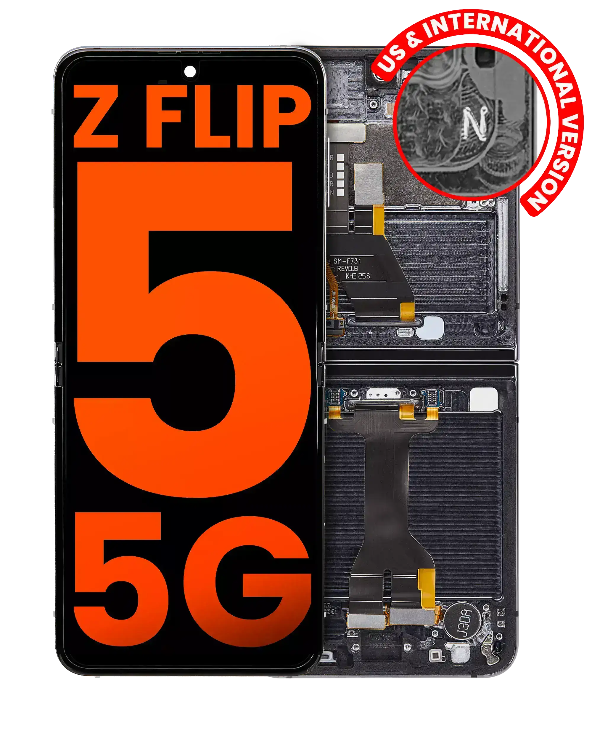 Inner OLED Assembly With Frame For Samsung Galaxy Z Flip 5 5G (US & International) (Blemish: Grade D) (Graphite)