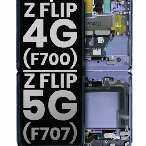 Inner OLED Assembly With Frame For Samsung Galaxy Z Flip 4G (F700) / Z Flip 5G (F707) (Used OEM Pull: Grade A) (Mirror Purple)