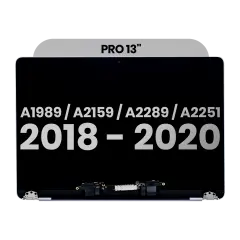 Complete LCD Display Assembly For MacBook Pro 13" A1989 (2018-2019) / A2159 (2019) / A2289 / A2251 (2020) (Used OEM Pull: Gra