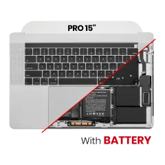 Top Case with Battery and Keyboard (ANSI US) For MacBook Pro 15" A1990 (2018-2019) (Silver)