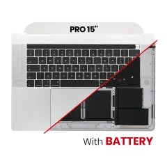 Top Case with Battery and Keyboard (ISO UK) For MacBook Pro 15" A1707 (2016-2017) (Silver)