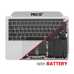 Top Case with Battery and Keyboard (ANSI US) For MacBook Pro 13" A1989 (2018-2019) (Used OEM Pull: Grade B/C) (Gray)