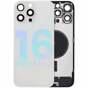 Back Glass w/ MagSafe Magnet & NFC & Flashlight Flex For iPhone 16 Pro Max (Service Pack) (White Titanium)