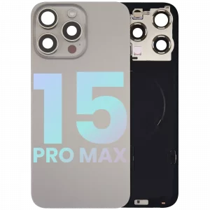 Back Glass w/ MagSafe Magnet & NFC & Flashlight Flex For IPhone 15 Pro Max (Service Pack) (Natural Titanium)