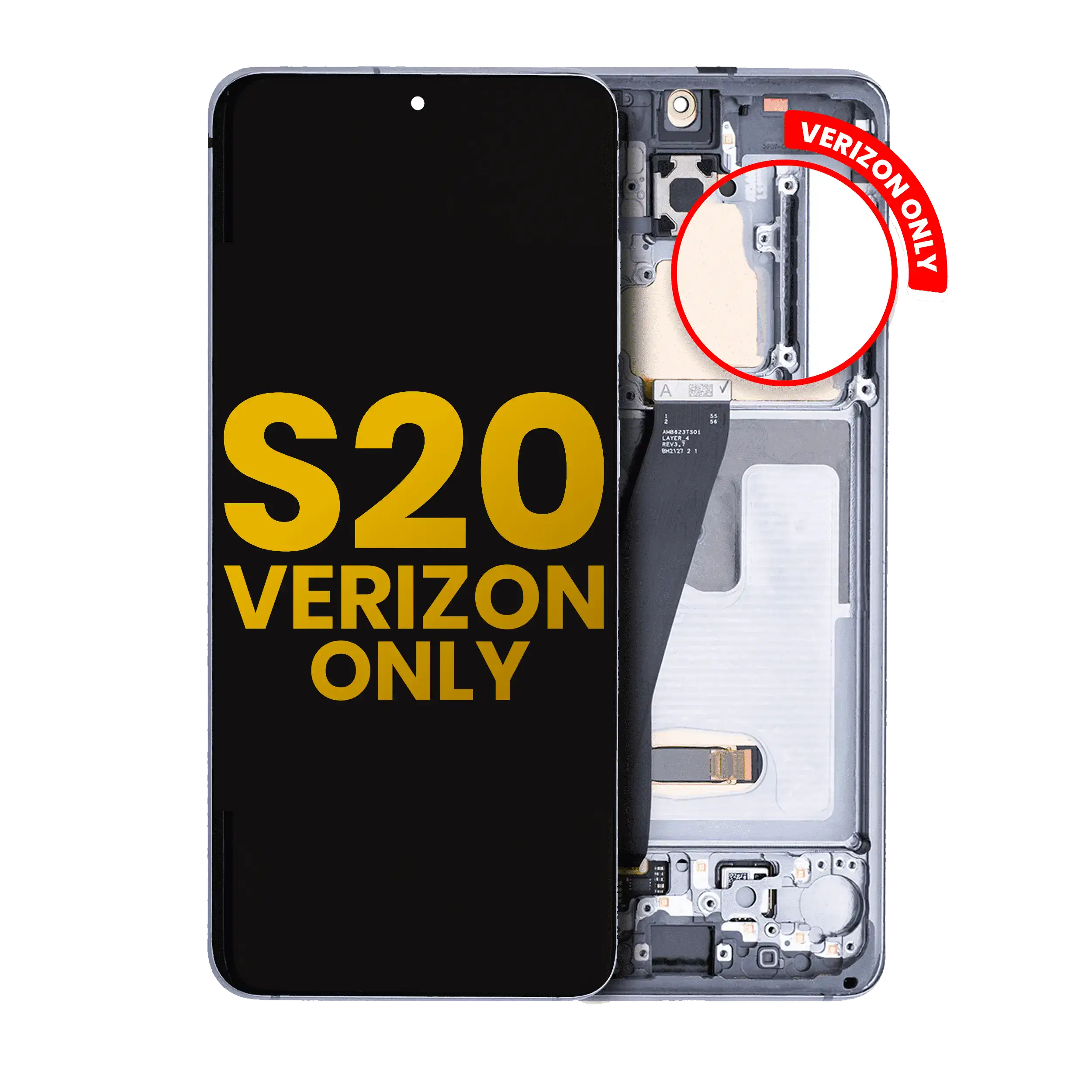 OLED Assembly With Frame For Samsung Galaxy S20 5G (Verizon 5G UW Frame Only) (Refurbished) (Cosmic Gray)