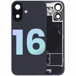 Back Glass w/ MagSafe Magnet & NFC & Flashlight Flex For iPhone 16 (Service Pack) (Black)