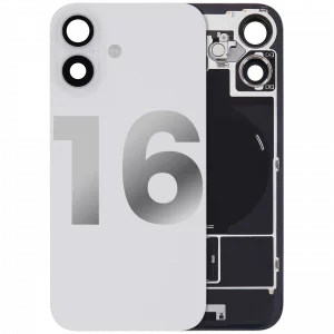 Back Glass w/ MagSafe Magnet & NFC & Flashlight Flex For iPhone 16 (Used OEM Pull: Grade A) (White)