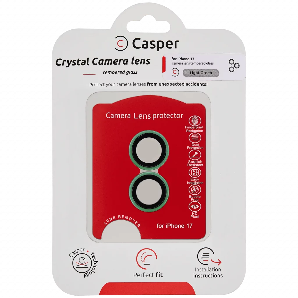 Casper Camera Lens Protector For iPhone 17 (Light Green) (Clear)