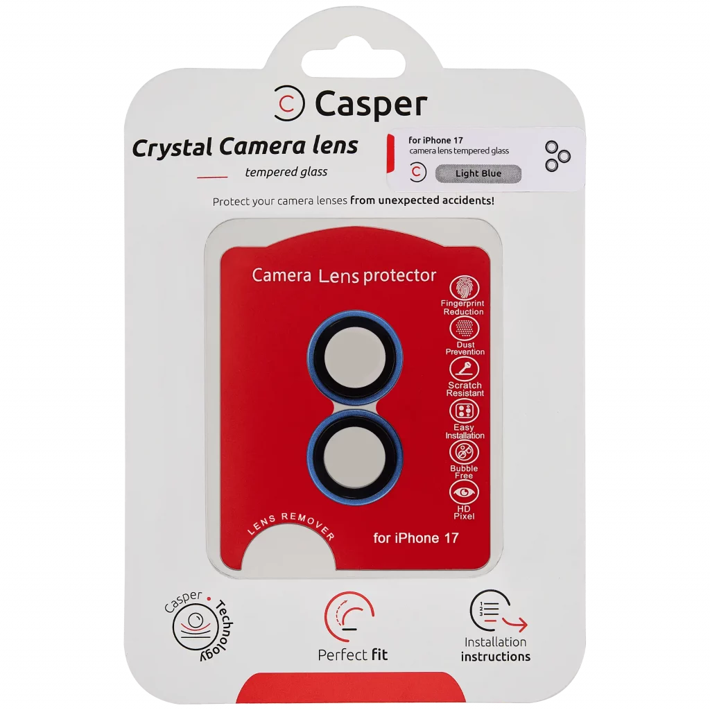Casper Camera Lens Protector For iPhone 17 (Light Blue) (Clear)
