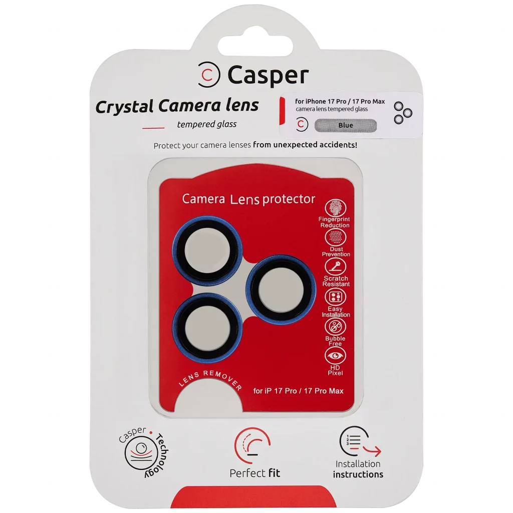 Casper Camera Lens Protector For iPhone 17 Pro / 17 Pro Max (Blue) (Clear)