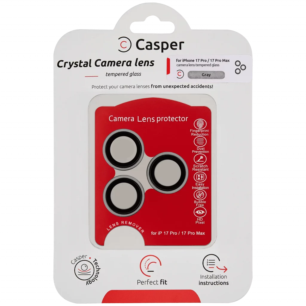 Casper Camera Lens Protector For iPhone 17 Pro / 17 Pro Max (Gray) (Clear)