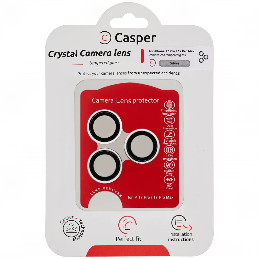Casper Camera Lens Protector For iPhone 17 Pro / 17 Pro Max (Silver) (Clear)