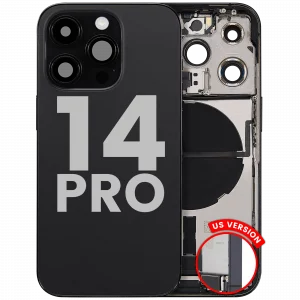 Back Housing W/ Charging Port Flex & Small Parts For iPhone 14 Pro (US Version) (Used OEM Pull: Grade A) (Space Black)
