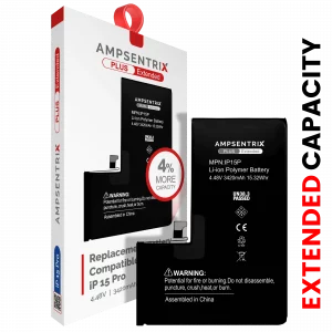 Replacement Battery For iPhone 15 Pro (AmpSentrix Plus Extended)