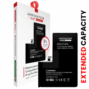 Replacement Battery For iPhone 15 Pro Max (AmpSentrix Plus Extended)
