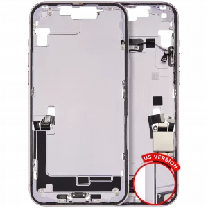 Mid-Frame Housing W/ Charging Port Flex & Small Parts For iPhone 14 Plus (US Version) (Used OEM Pull: Grade A) (Purple)