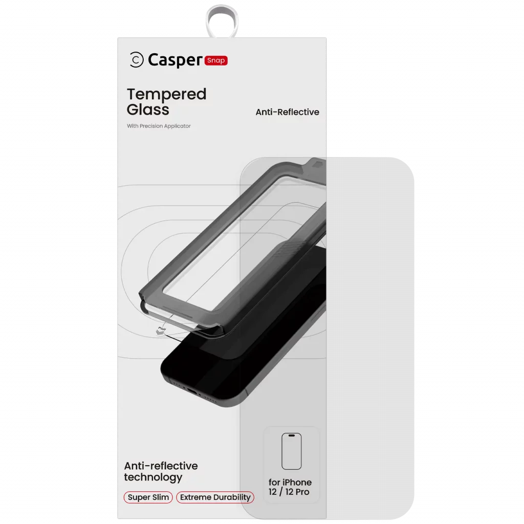 Casper Snap Tempered Glass For iPhone 12 / 12 Pro (Retail Pack) (AR Clear)