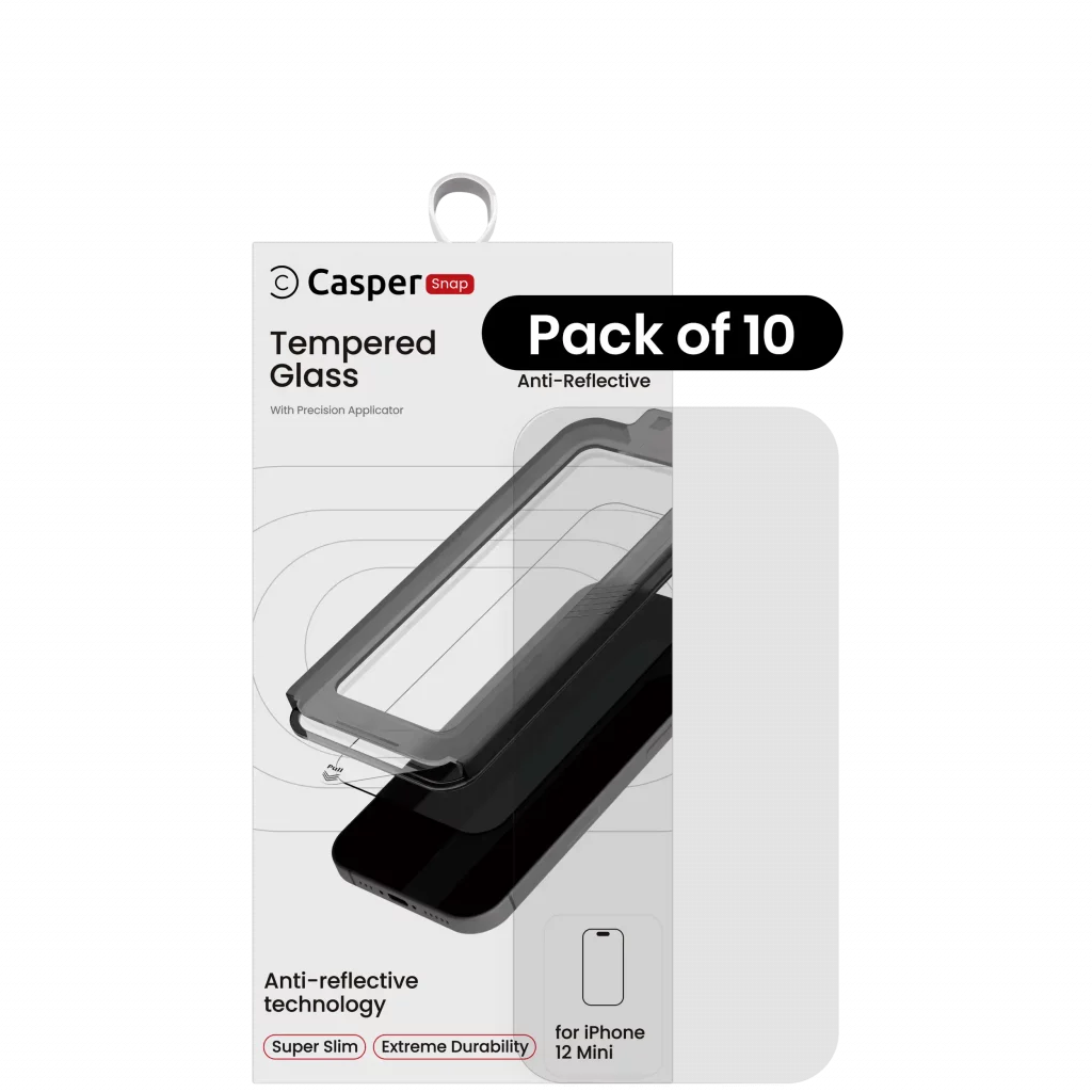 Casper Snap Tempered Glass For iPhone 12 Mini (10 Pack) (AR Clear)