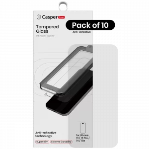 Casper Snap Tempered Glass For iPhone 13 / 13 Pro / 14 / 16e (10 Pack) (AR Clear)