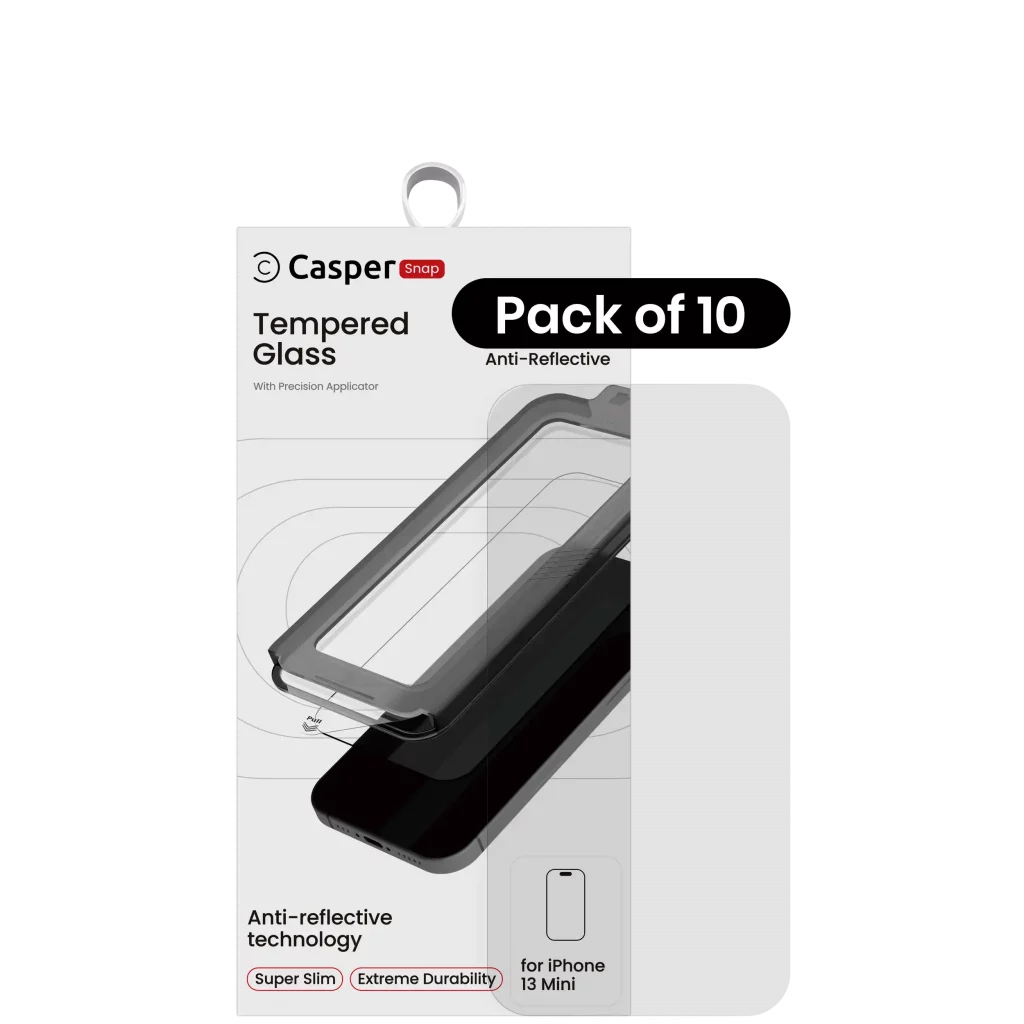 Casper Snap Tempered Glass For iPhone 13 Mini (10 Pack) (AR Clear)