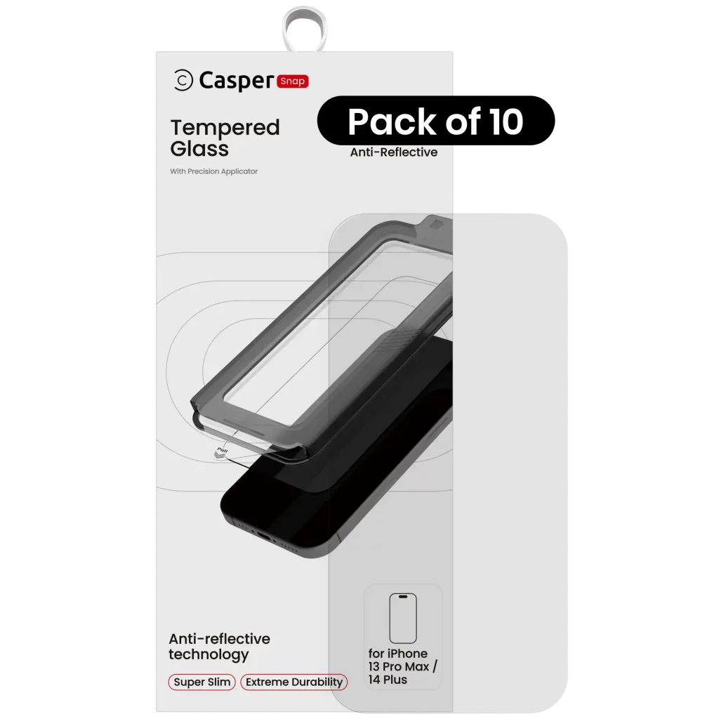 Casper Snap Tempered Glass For iPhone 13 Pro Max / 14 Plus (10 Pack) (AR Clear)