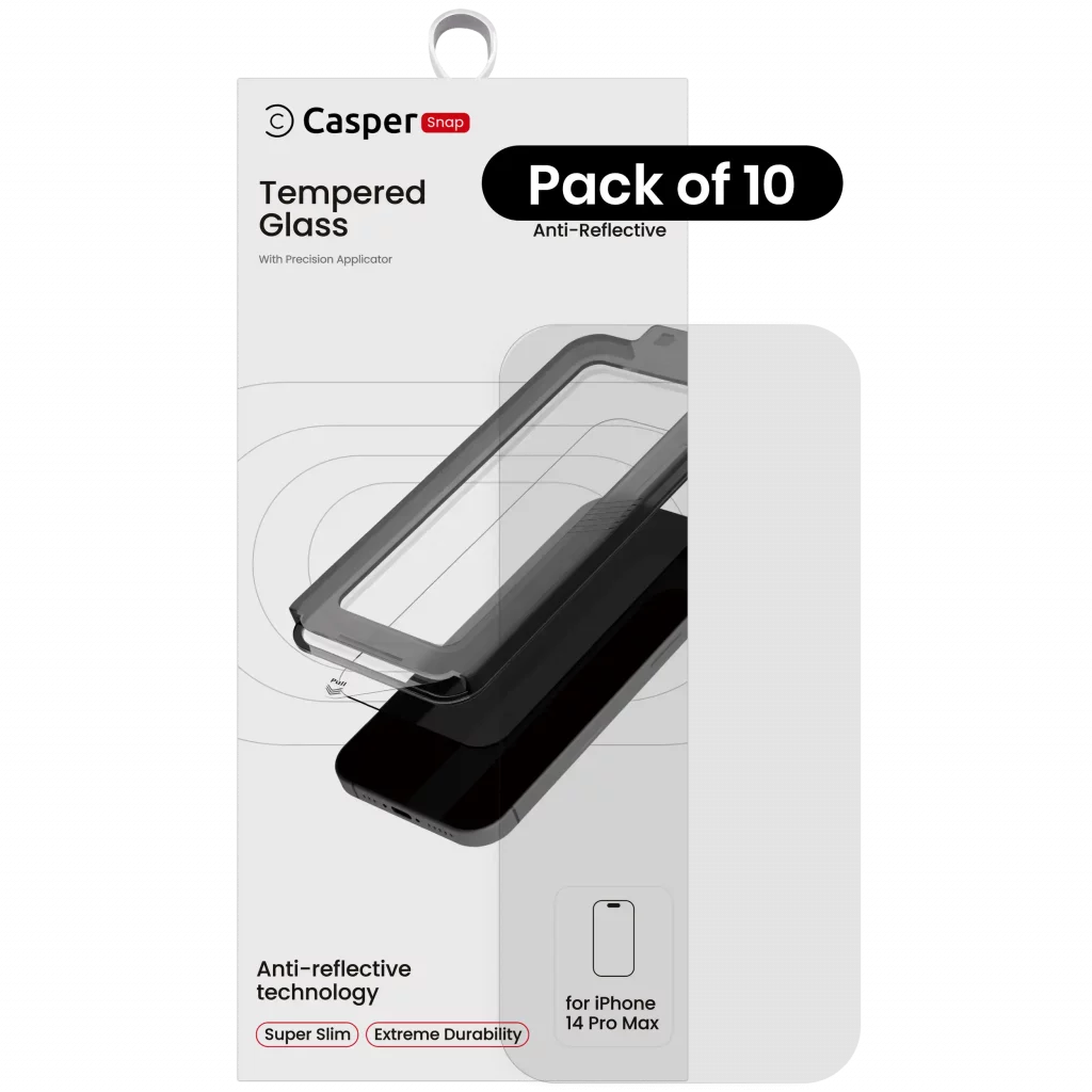 Casper Snap Tempered Glass For iPhone 14 Pro Max (10 Pack) (AR Clear)